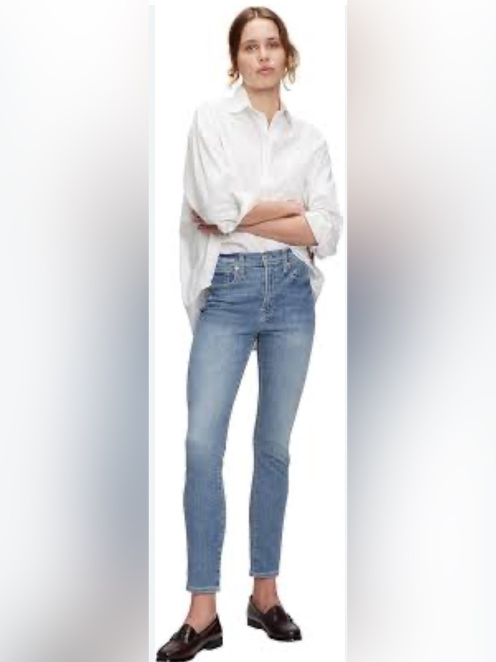 GAP Light Blue Mid-Rise Ankle Slim Jeans with Stretch Size-28 French Girl